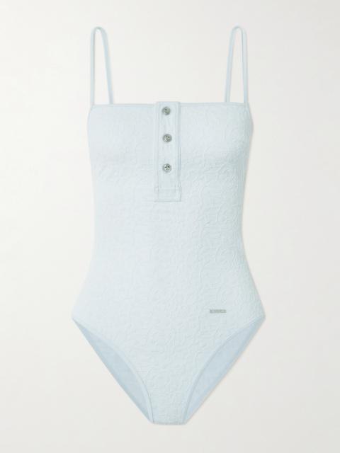 Bottega Veneta Button-detailed Floral Cloqué Swimsuit