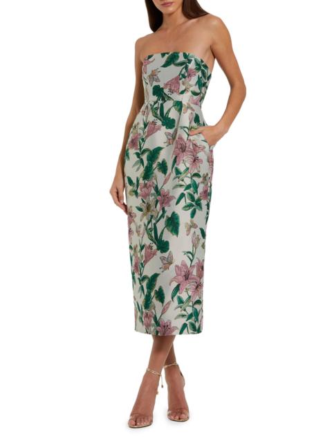 MAC DUGGAL Women's Floral Brocade Strapless Midi-Dress - Lily