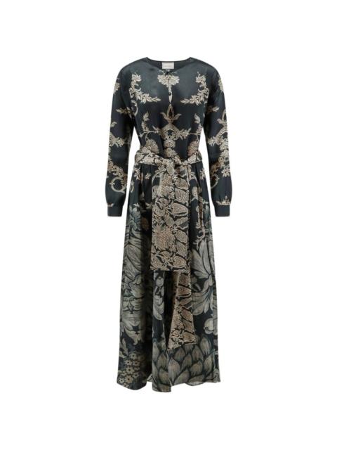 Pierre-Louis Mascia baroque-pattern belted maxi dress