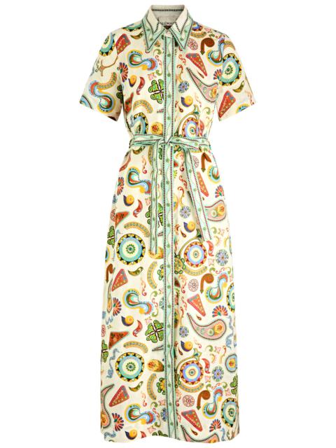 ALÉMAIS Arcade printed linen maxi shirt dress