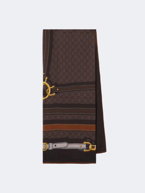 GUCCI GG jacquard wool and silk scarf