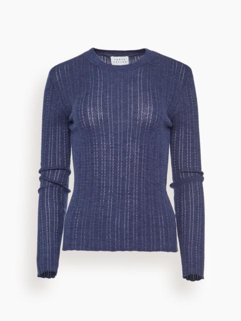 TANYA TAYLOR Crew Neck Kayden Top in Melange Navy