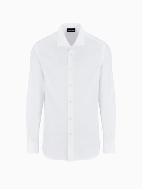 Cotton shirt with all-over jacquard logo pattern