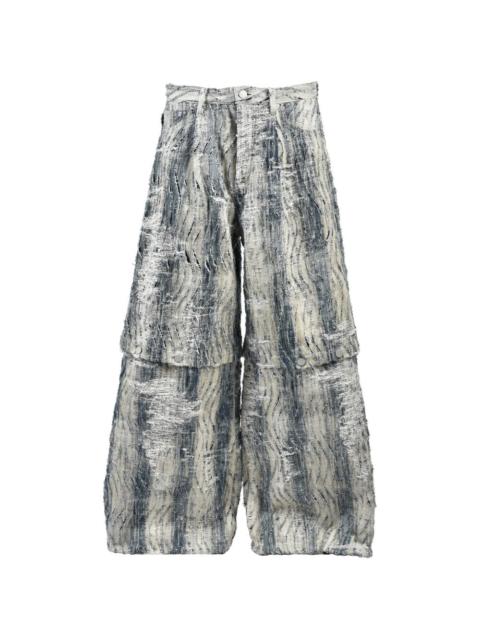 TAAKK convertible bleached jacquard jeans