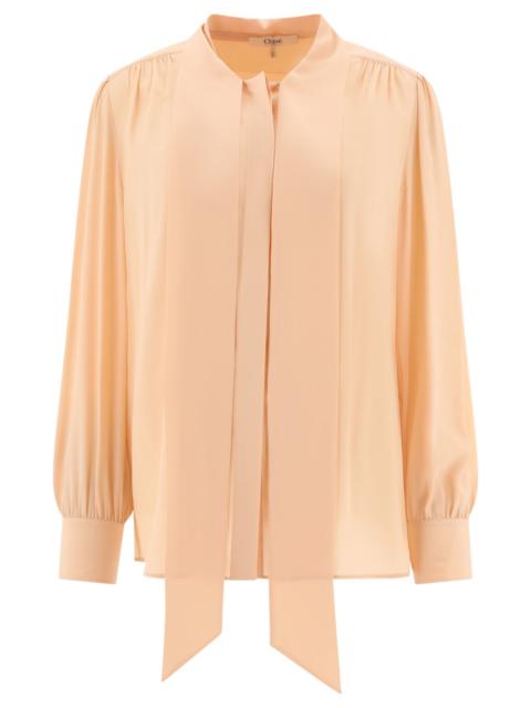 Blouse With Bow Tops Pink