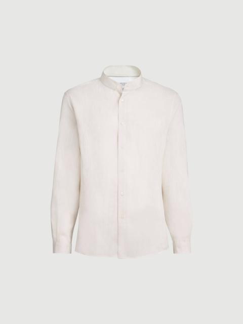 Brunello Cucinelli Linen easy fit shirt with Mandarin collar