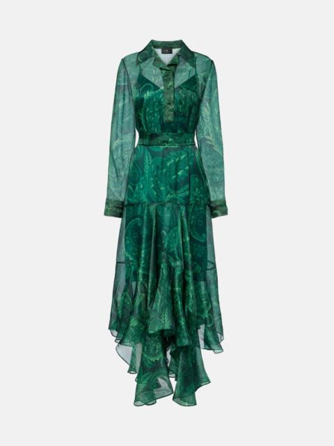 Etro Paisley ruffled silk cocktail dress
