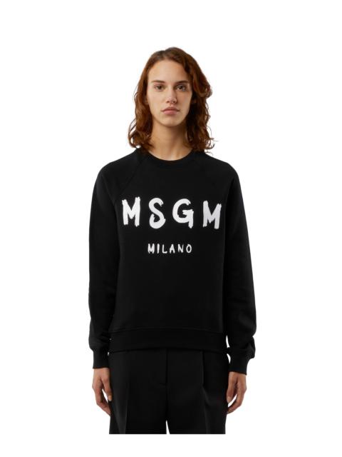 MSGM Crew neck cotton sweatshirt with a brushed logo