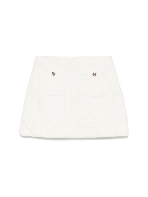 floral-guipure mini skirt