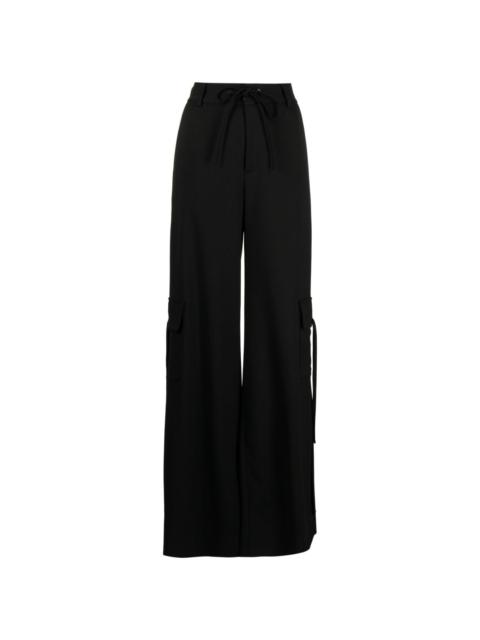 high-waist side-slit cargo trousers