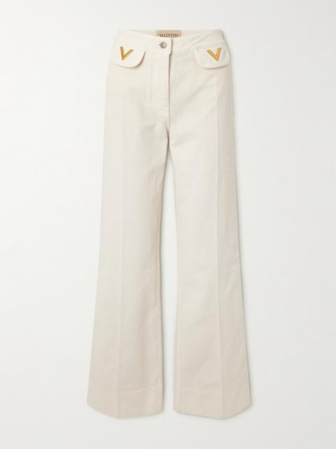 Valentino Embellished Straight-leg Jeans