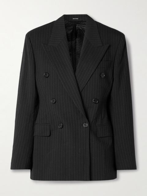 Acne Studios Double-breasted Pinstriped Wool And Cotton-blend Blazer