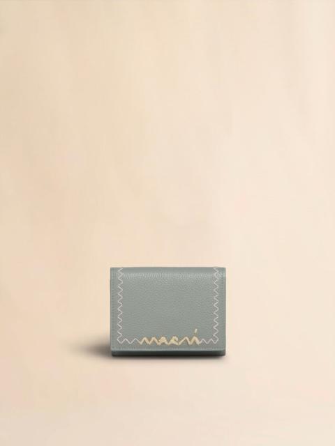 Marni GREY LEATHER TRIFOLD WALLET WITH MARNI SYMBOL LOGO