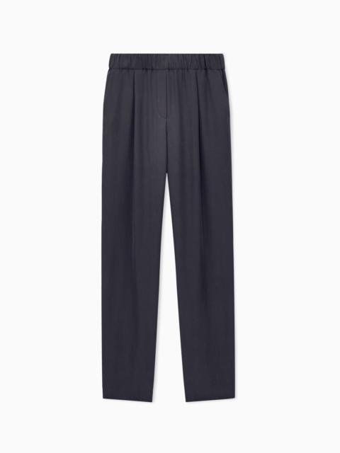 GIORGIO ARMANI TROUSERS REGULAR FIT WASHED SILK WITH ELASTICATED HEM