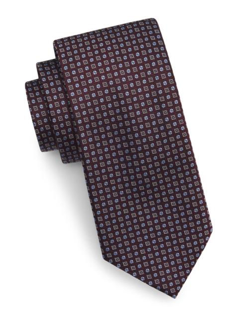 Canali Men's Geometric Woven Silk Tie - Red