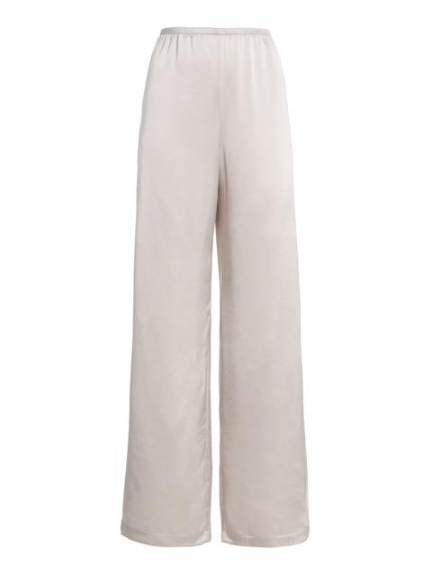 LESET Barb Satin Wide-Leg Pants grey