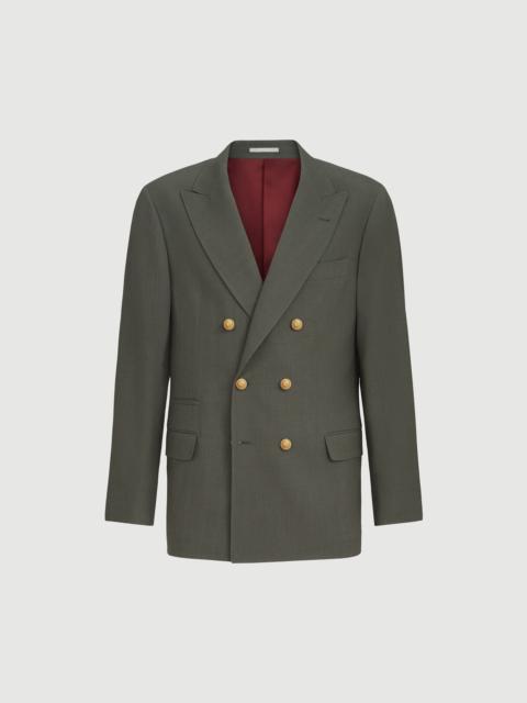 Brunello Cucinelli Virgin wool canvas one-and-a-half breasted deconstructed blazer with metal buttons