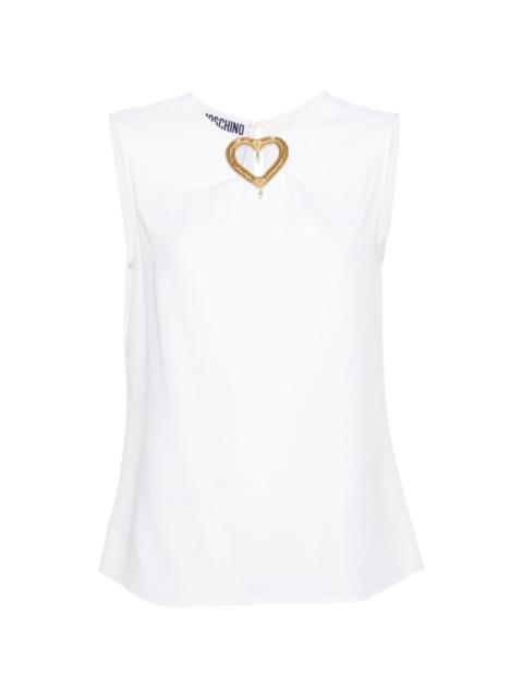 heart cut-out sleeveless blouse