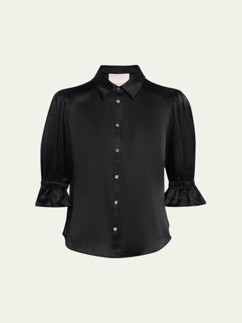 Cinq à Sept Fiona Silk Satin Short-Sleeve Top