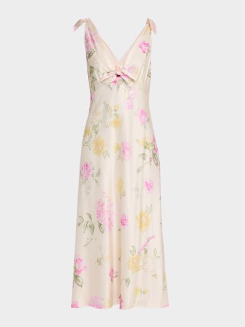 LoveShackFancy Perri Floral Scarf-Tie Maxi Dress