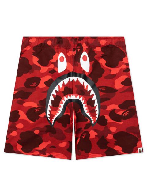 COLOR CAMO SHARK SWEAT SHORTS - RED