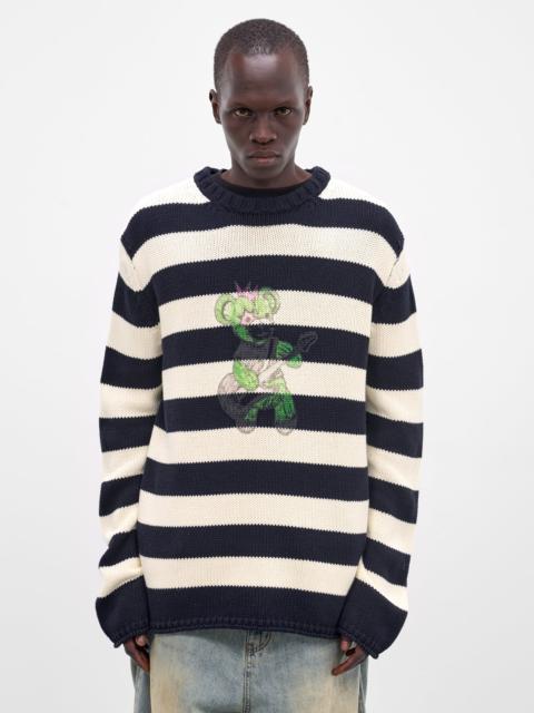 We11done Graphic Striped Knit Sweater