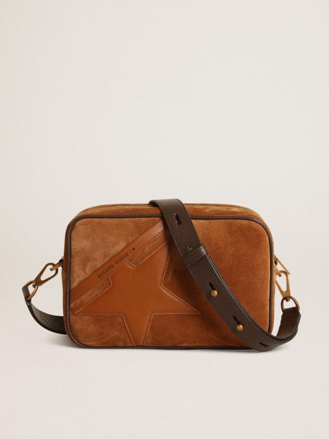 Golden Goose Star Bag in tobacco-colored suede with tone-on-tone leather star