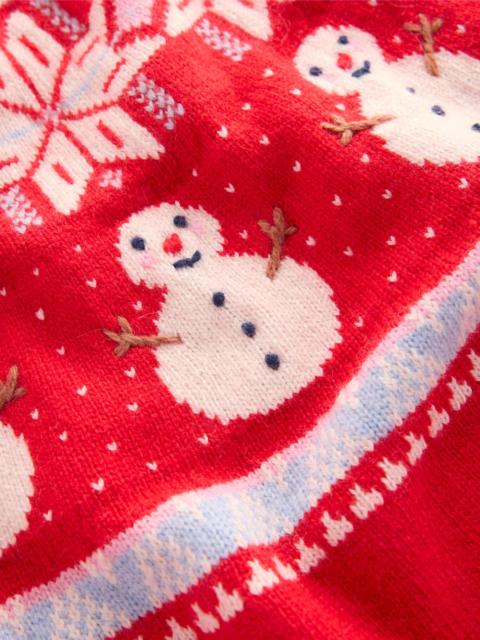 BODEN Edie Fair Isle Sweater-Red, Snowman