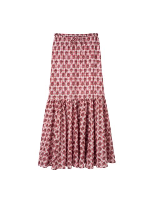 Longchamp Long skirt Blush - Vichy print veil