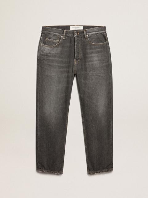 Golden Goose Men's black jeans with stonewashed effect
