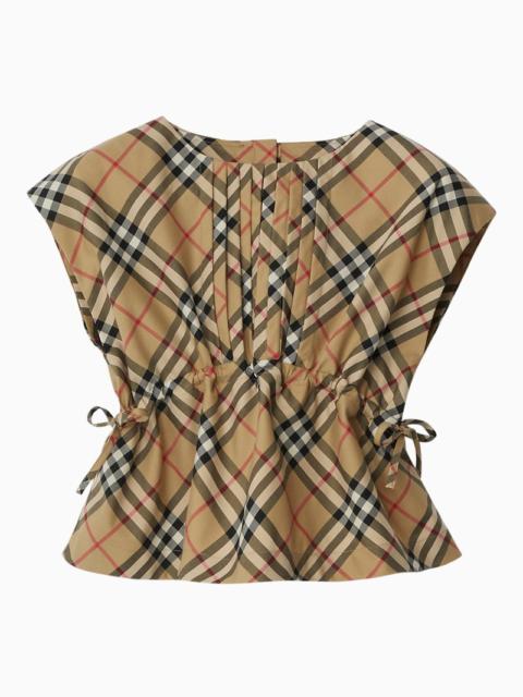 Beige cotton check top