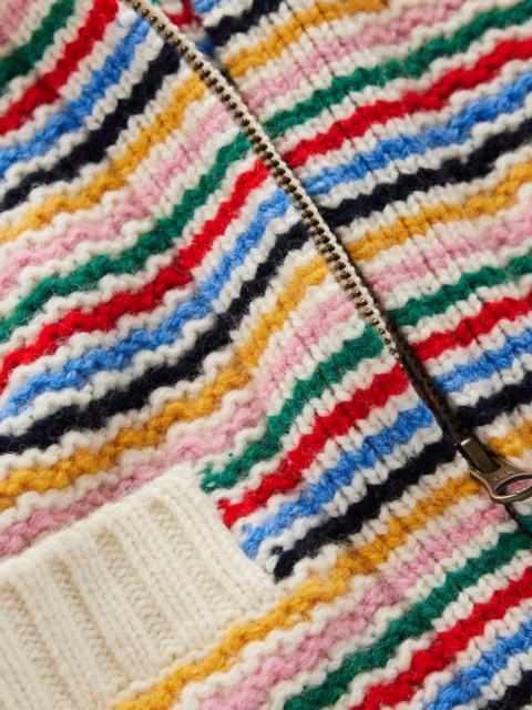 BODEN Maya Zip Up Jacket-Ivory, Rainbow