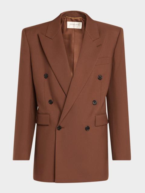 SAINT LAURENT Double-Breasted Strong-Shoulder Blazer