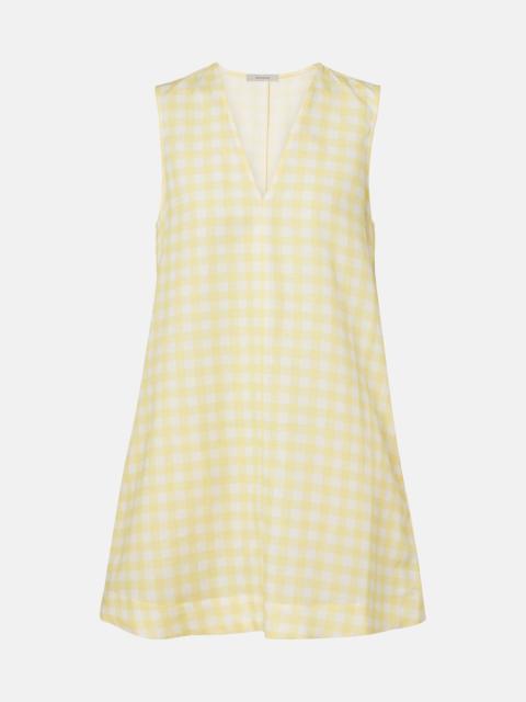 ASCENO Gingham linen and cotton minidress