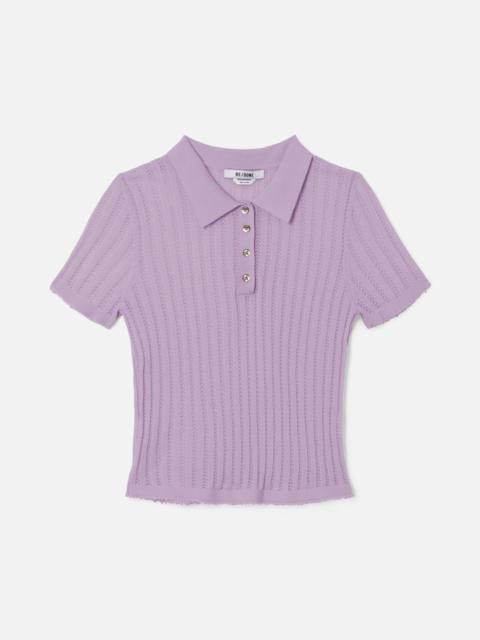 RE/DONE The Veil Pointelle Polo - Baby Violet