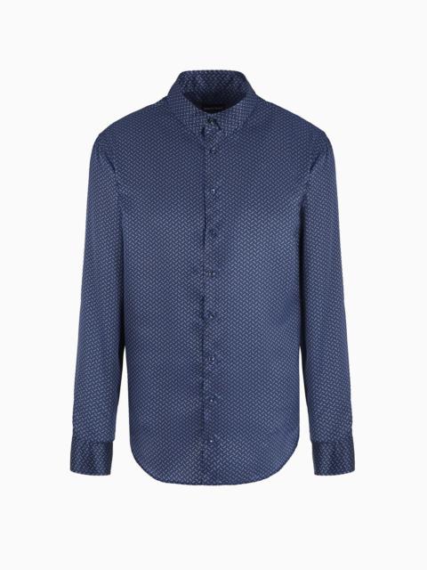 Regular-fit printed silk-satin shirt