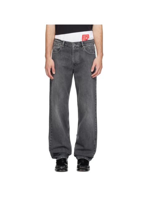 Marine Serre Gray Moon Laser Wash Straight Jeans