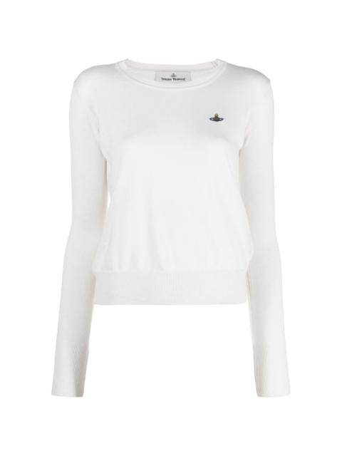 Orb-embroidered cotton-cashmere jumper