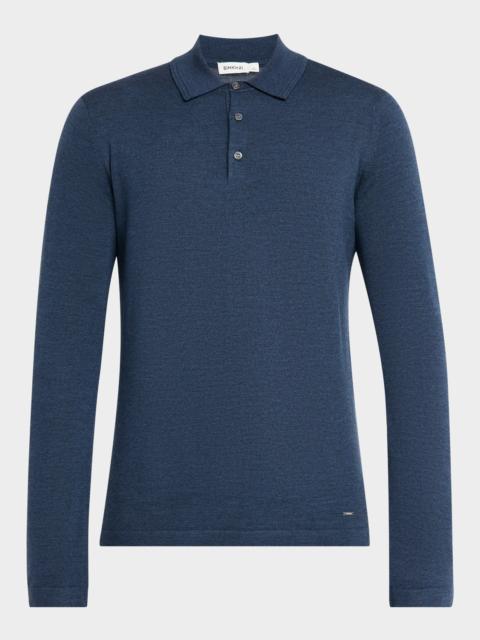 SIMKHAI Men's Reynolds Wool Long-Sleeve Polo Shirt