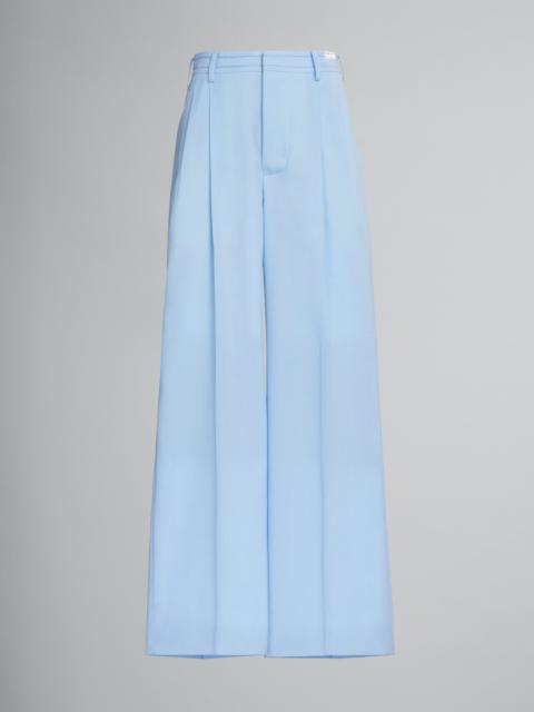 Marni WIDE-LEG TROUSERS IN LIGHT BLUE TROPICAL WOOL
