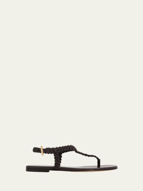 Gianvito Rossi Braided Nappa Leather Flat Thong Sandals