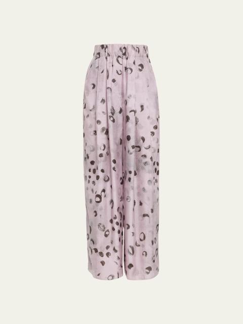 GIORGIO ARMANI Printed Silk Wide-Leg Pants
