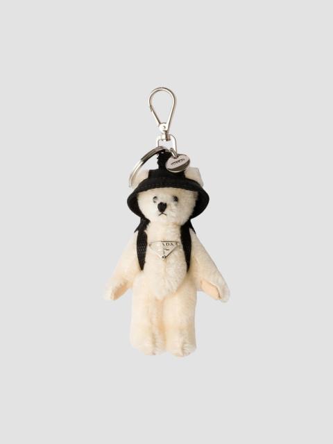 Prada Women's Teddy Bag Charm with Metal Ring - White