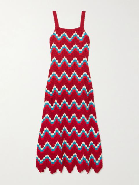 ESCVDO Marea scalloped crocheted cotton maxi dress Red