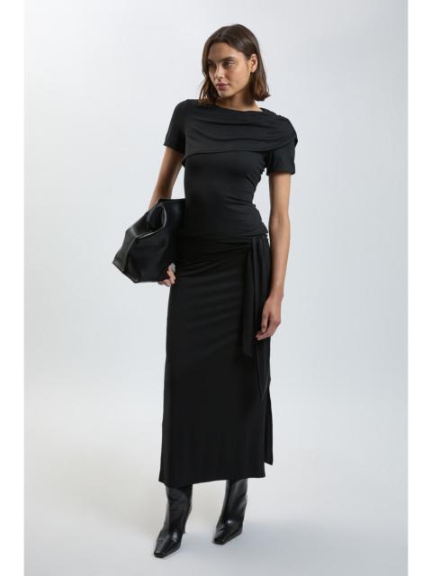 KAREN MILLEN Viscose Jersey Tie Waist Midi Skirt