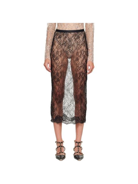 Valentino Black Lace Midi Skirt