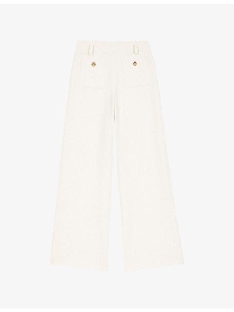 maje Straight-Leg High-Rise Tweed Cotton-Blend Trousers