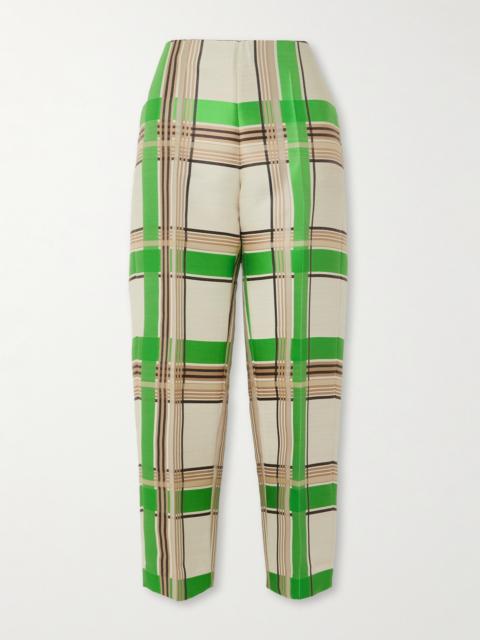 Dries Van Noten Checked Satin-jacquard Tapered Pants
