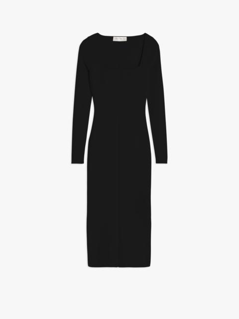Victoria Beckham VB Body Fitted Square Neck Dress in Black