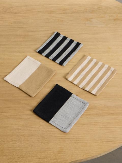 HUNTING SEASON Set Of Four Striped Cotton Cocktail Napkins